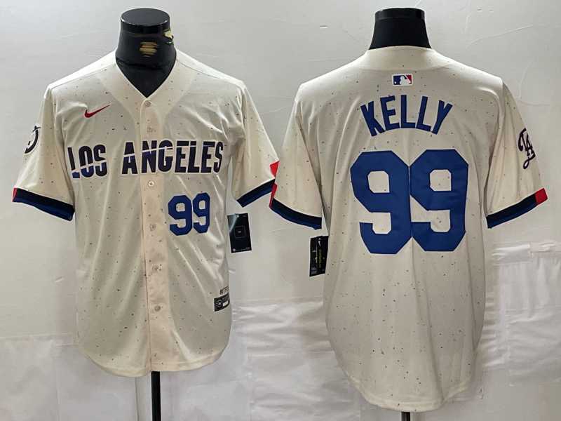 Men%27s Los Angeles Dodgers #99 Joe Kelly Number Cream 2024 City Connect Limited Stitched Jerseys->milwaukee brewers->MLB Jersey